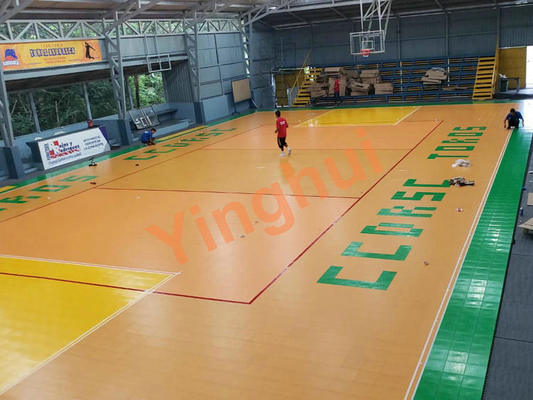 Ppolypropylene Woodgrain Basketball Flooring Modular Interlocking Wood Tiles Outdoor