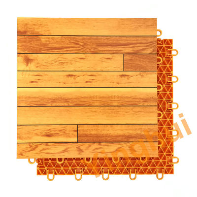 Slip Resistant Wood Look Plastic Modular Floor Tiles Interlocking Basketball Court Flooring