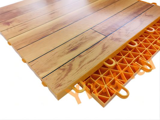 Custom Interlocking PP Basketball Flooring Indoor Wood Plastic Sport Flooring Tile For Fustal Tennis Court