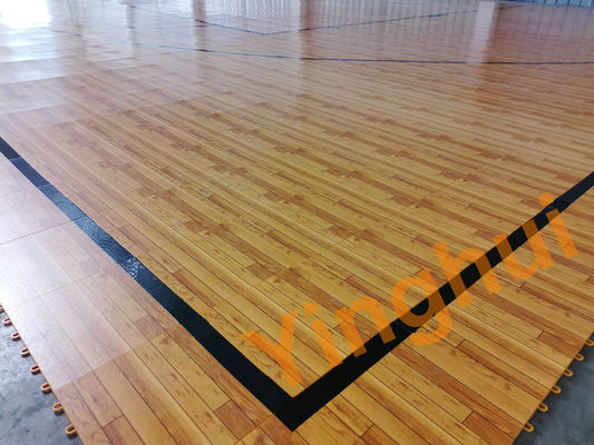 Custom Interlocking PP Basketball Flooring Indoor Wood Plastic Sport Flooring Tile For Fustal Tennis Court